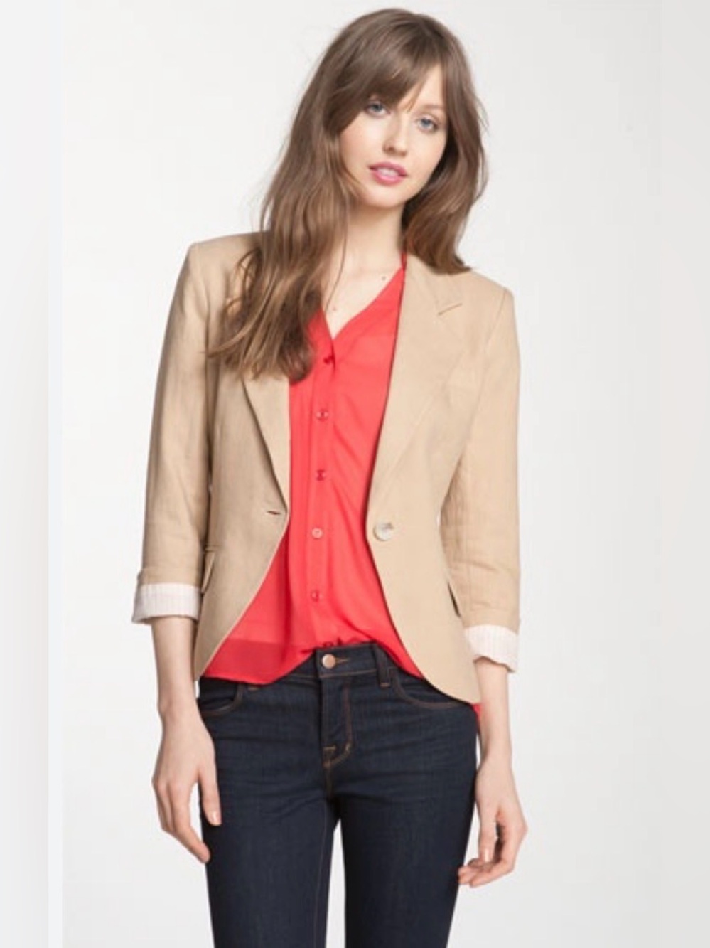 Gibson Light Tan Linen Blazer Jacket